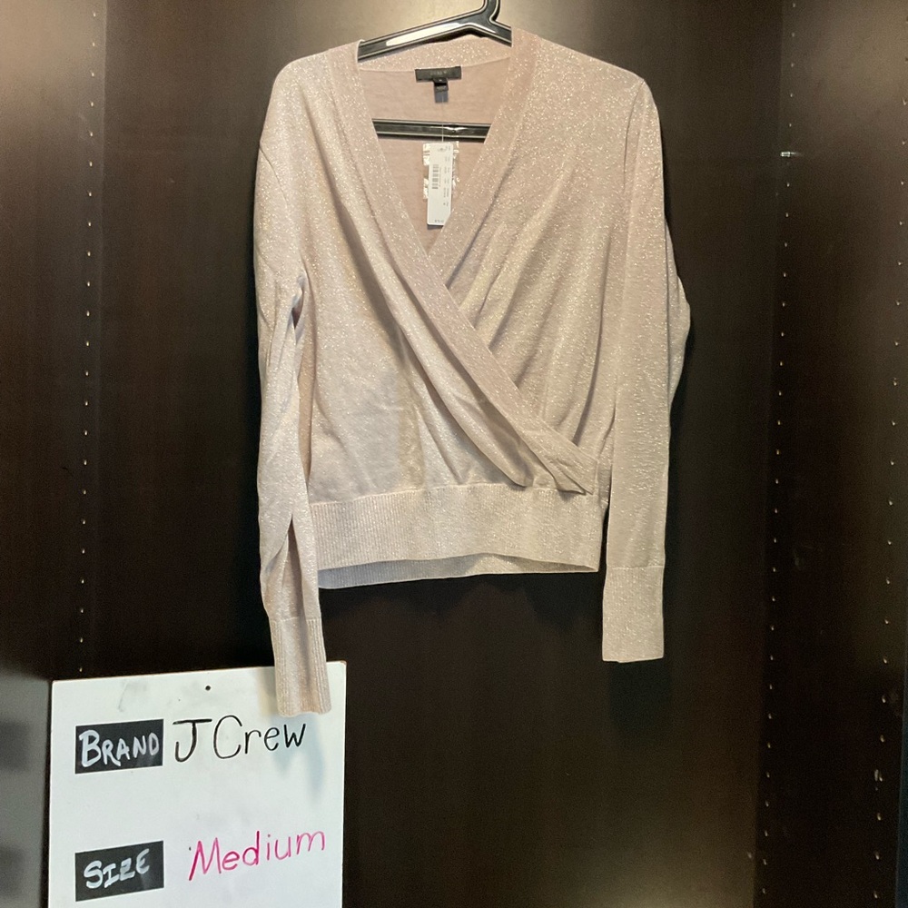LastChanceB4GoodWill J. Crew Women's Glittering Light Pink Sweater